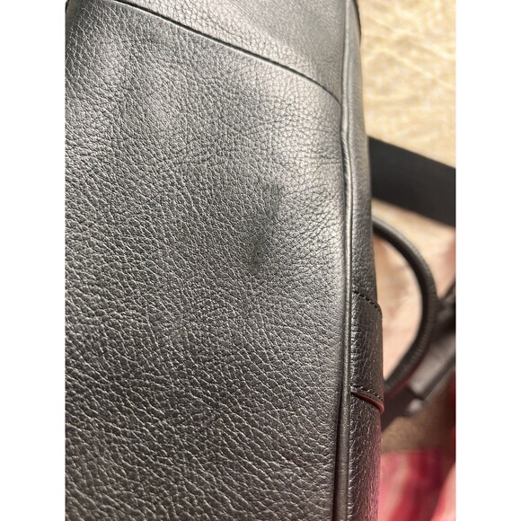 Cole Haan Large Black Travel Work Messenger Bag Leather Expandable Belt - Picture 13 of 16